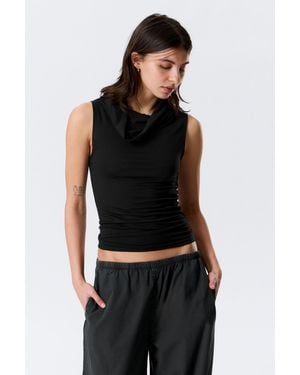 Weekday Sleeveless Funnel Neck Top - Black