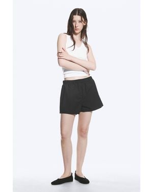 Weekday Relaxed Boxer Cotton Shorts - Black