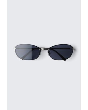 Weekday Slim Oval Metal Sunglasses - Blue