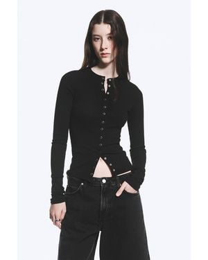 Weekday Ribbed Long-Sleeved Cardigan - Black