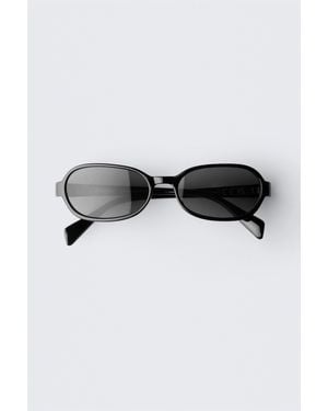 Weekday Thin Oval Frame Sunglasses - Black