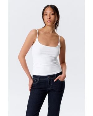 Monki Slim Strap Tank Top - White