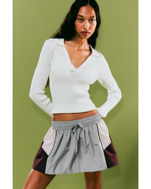 Monki Colourblock A-Line Nylon Mini Skirt - Green