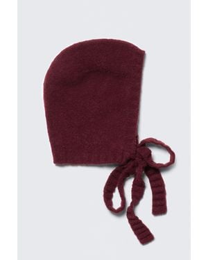 Monki Tied Knit Bonnet - Red