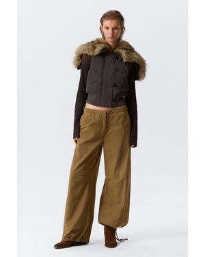 Weekday Low Rise Baggy Ripstop Trousers - Green
