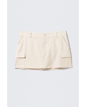 Weekday Mini Cotton Cargo Skirt - Natural