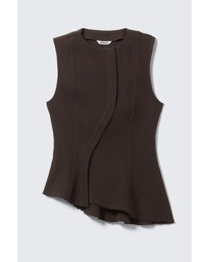 Weekday Sleeveless Asymmetric Peplum Top - Black