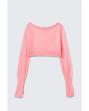 Monki Soft Cropped Pyjama Jumper - Pink