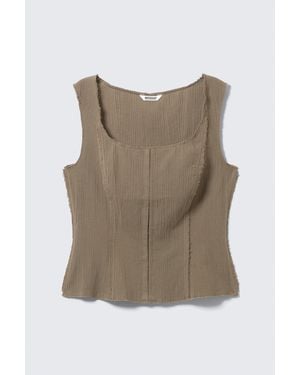 Weekday Square Neck Twill Corset Top - Natural