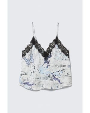 Monki Lace-Trimmed Satin Camisole - Multicolour