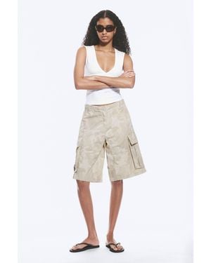 Weekday Loose Low Rise Cargo Shorts - Natural