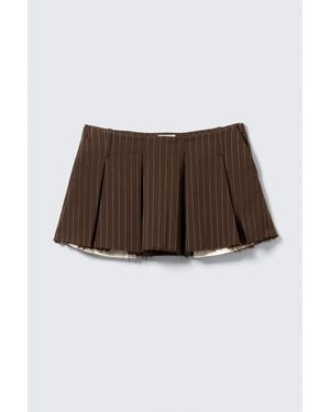 Monki Pleated Mini Suiting Skirt - Brown