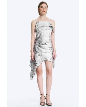 Weekday Asymmetric Sleeveless Cowl-Neck Midi Dress - White