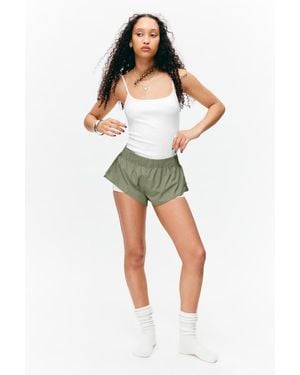 Monki Mid-Rise Cotton Poplin Pyjama Briefs - Green