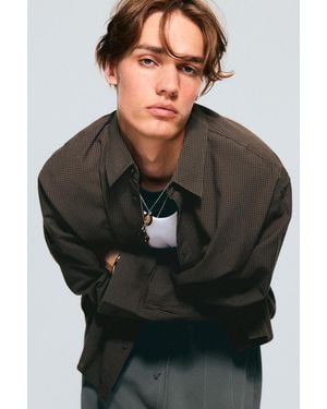 Weekday Oversized Checked Shirt - Brown