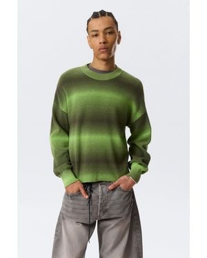 Weekday Relaxed Space-Dyed Knitted Cotton Jumper - Green