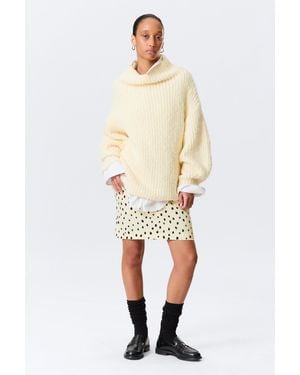 Monki Oversized Knitted Turtleneck Jumper - White