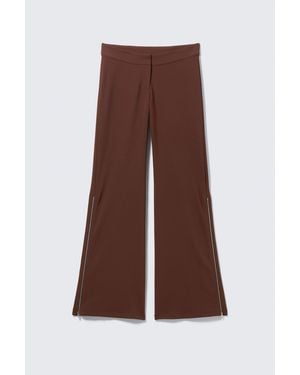 Weekday Mid Rise Flared Zip-Up Trousers - Brown