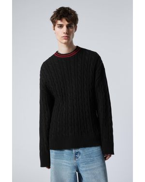 Weekday Oversized Cable Knit Jumper - Black