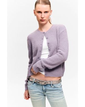 Monki Gebürstete Strickjacke Mit Knöpfen - Lila