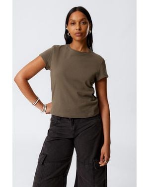 Weekday Slim Short-Sleeved Cotton T-Shirt - Black
