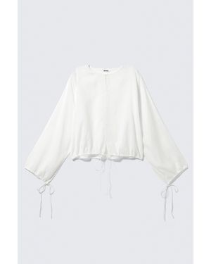 Weekday Langärmelige Bluse Mit Kordelzug-Detail - Weiß