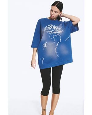 Weekday Oversized Printed T-Shirt - Blue