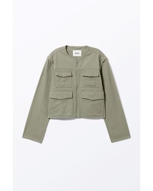 Weekday Detachable Sleeve Cotton Jacket - Green