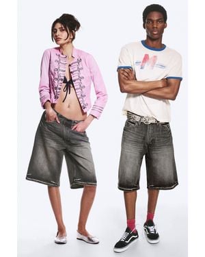 Cheap Monday Looser Low Waist Loose Straight Denim Shorts - Rot