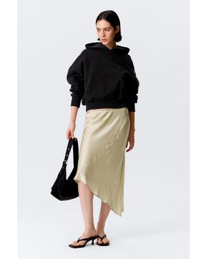 Weekday Low Rise Satin Midi Skirt - Black