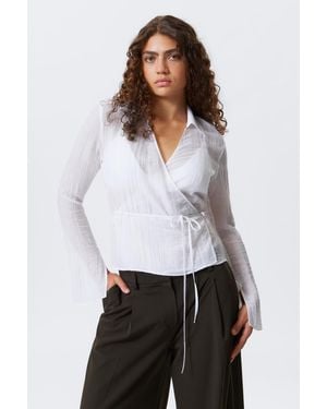 Weekday Textured Long-Sleeved Wrap Shirt - White