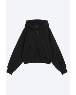Weekday Kurzer Boxy-Hoodie Mit Reißverschluss - Schwarz