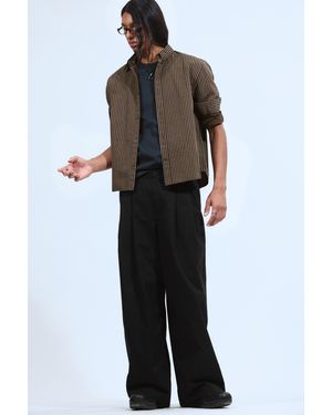 Weekday Otis Oversized Pleated Cotton Twill Chinos - Black