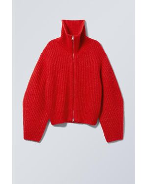 Weekday Bea Zip Cardigan - Red
