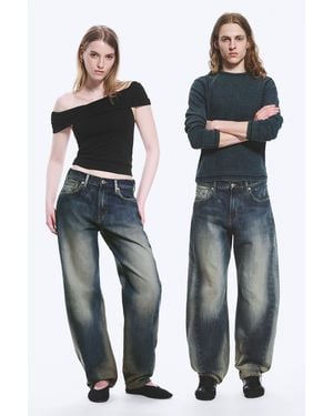 Weekday Nebula Mid Rise Loose Barrel Jeans - Blue
