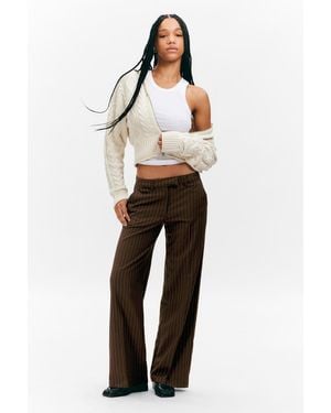Monki Low Rise Twill Suiting Trousers - White