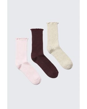 Weekday 3-Pack Frill Edge Socks - White