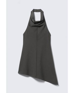 Weekday Draped Halter Cowl Neck Midi Dress - Black