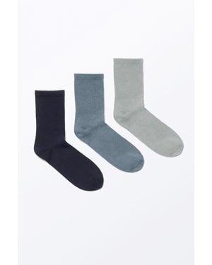 Monki 3-Pack Ribbed Socks - White