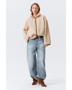 Monki Relaxed Pile Fleece Jacket - Blue