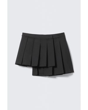 Monki Asymmetric Pleated Wrap Mini Skirt - Grey