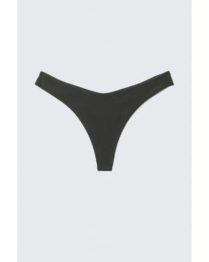 Weekday V-Shaped Ribbed Bikini Thong - Black