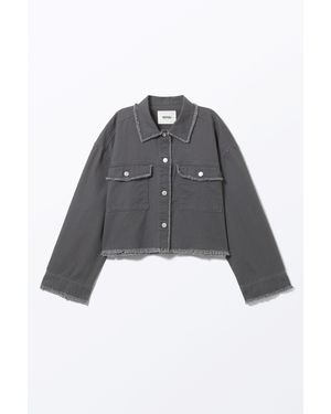 Weekday Cropped Boxy Twill Jacket - Grey