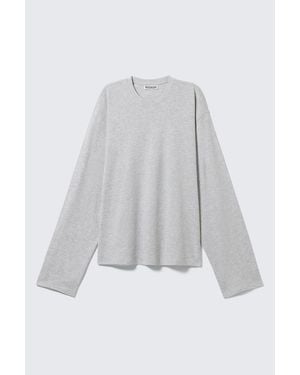 Weekday Long-Sleeved Boxy Cotton T-Shirt - White