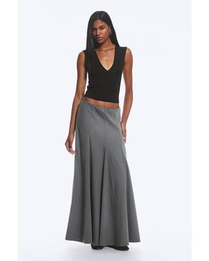 Weekday Mid Rise Panelled Maxi Skirt - Grey