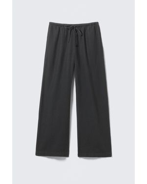 Weekday Low Rise Linen-Blend Trousers - Black
