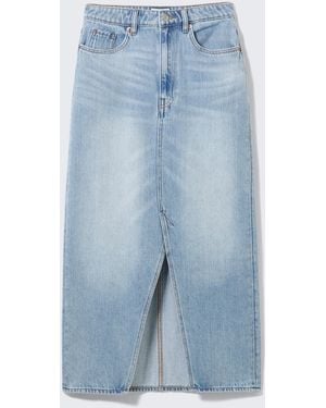 Monki Midi Denim Skirt - Blue