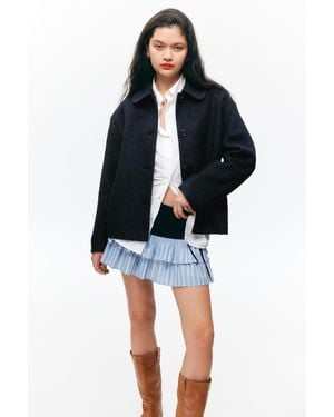 Monki Single-Breasted Wool Blend Jacket - Black