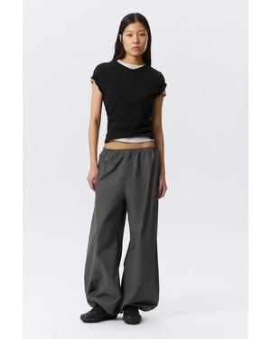 Weekday Low Rise Loose Wide Leg Track Trousers - Black