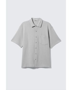 Weekday Knitted Short-Sleeved Button-Up Shirt - Grey